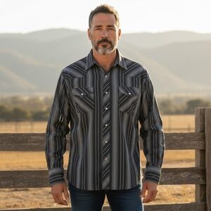 Vintage Wrangler Striped Button-Up Shirt
